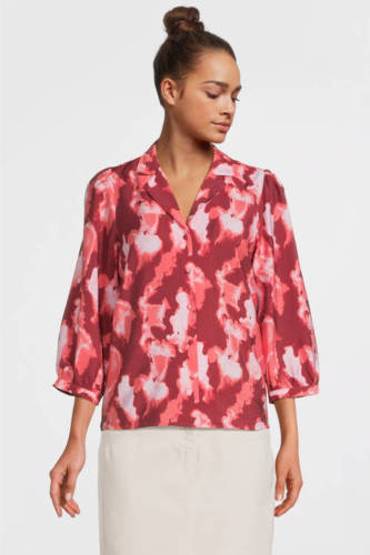 MSCH Copenhagen blouse MSCHMagnella Ladonna met all over print rood/roze