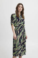Fransa jurk FRKAIYA met all over print en ceintuur zwart/groen