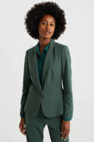 WE Fashion jersey getailleerde Liz blazer met stretch donkergroen