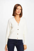 Morgan fijn gebreid vest gebroken wit