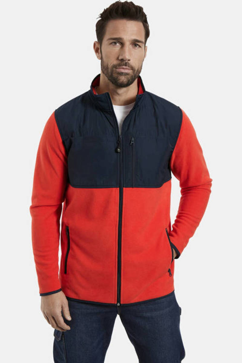 Jan Vanderstorm fleece sweatvest ELIUS Plus Size oranje/donkerblauw