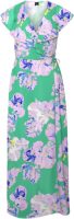 VERO MODA gebloemde maxi wikkeljurk VMHOPE jadegroen/ lila