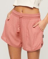 Superdry high waist regular fit short met textuur roze