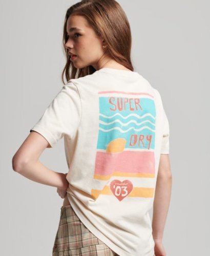 Superdry T-shirt met backprint wit/rood