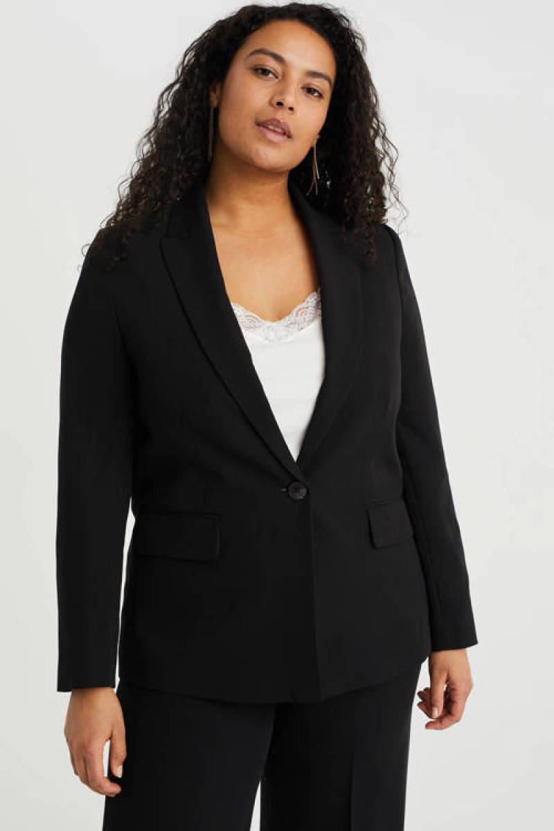 WE Fashion Curve aansluitende blazer zwart