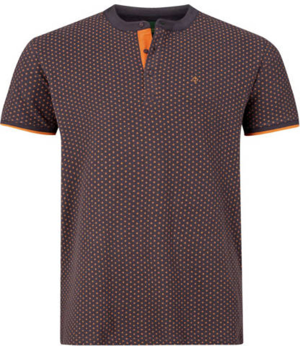 Charles Colby regular fit T-shirt DUKE COLIN Plus Size met all over print grijs