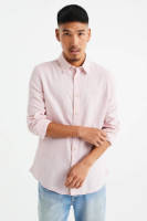 WE Fashion gestreept regular fit overhemd wood rose