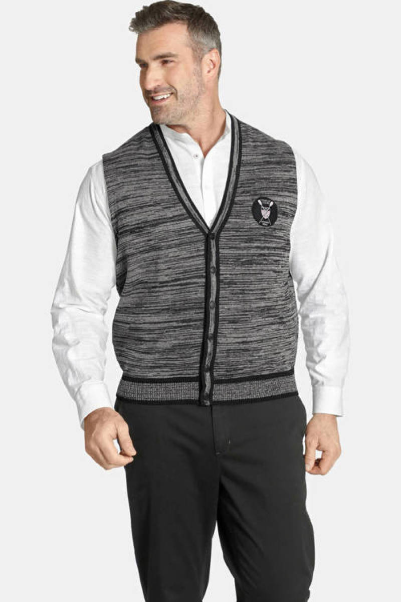 Charles Colby +FIT Collectie gilet DUKE BOYLES Plus Size grijs