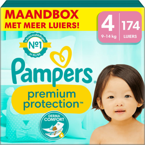 Pampers Premium Protection Maat 4 (9kg-14kg) - 174 luiers maandbox