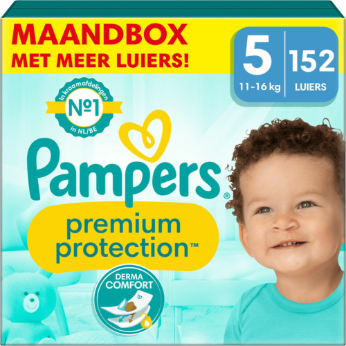 Pampers Premium Protection Maat 5 (11kg-16kg) - 152 luiers maandbox