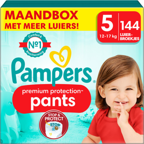 Pampers Premium Protection Pants Maat 5 (12kg - 17kg) - 144 luierbroekjes maandbox