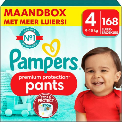 Pampers Premium Protection Pants Maat 4 (9kg - 15kg) - 168 luiers maandbox