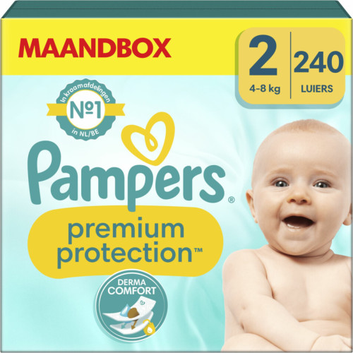 Pampers Premium Protection Maat 2 (4kg-8kg) - 240 luiers maandbox
