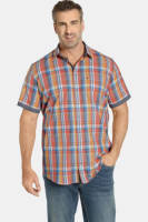 Charles Colby +FIT Collectie geruit regular fit overhemd DUKE CORMACK Plus Size oranje