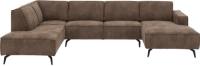 Goossens Hoekbank Hercules bruin, microvezel, 2-zits, modern design met ligelement links