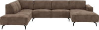 Goossens Hoekbank Hercules bruin, microvezel, 2,5-zits, modern design met ligelement links