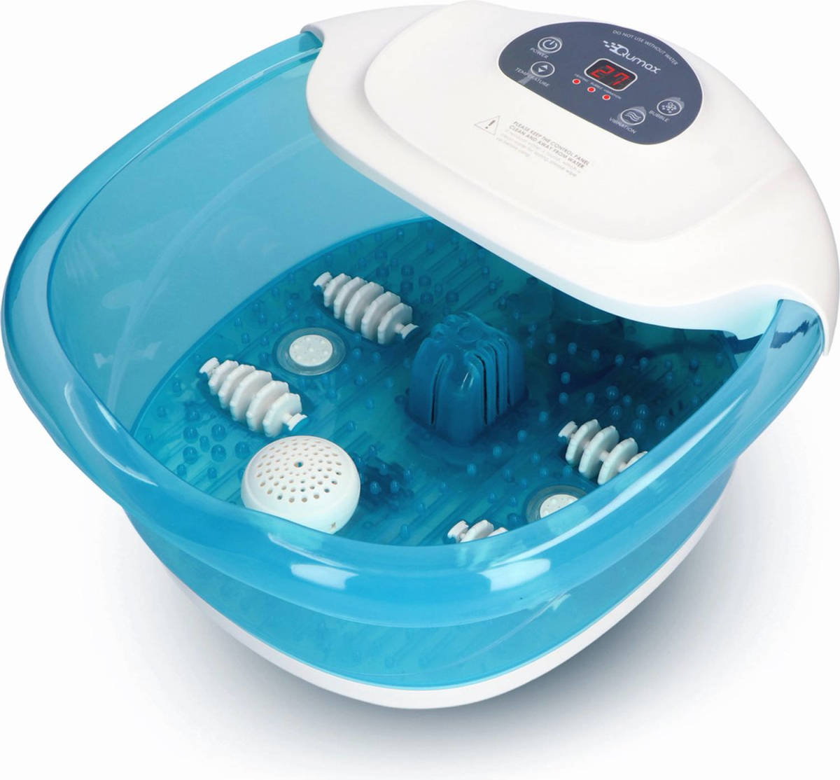 Qumax Elektrisch Verwarmd Voetenbad Met Massage Rollers - Voetmassage Met Vibratie En Bubbels - Incl Lcd Scherm - Tot 48