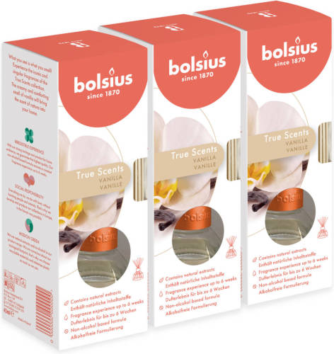Bolsius True Scents - 3 Geurstokjes - Vanille - 45ml