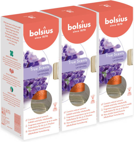 Bolsius True Scents - 3 Geurstokjes - Lavendel - 45ml