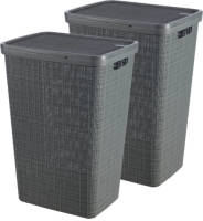Curver Jute Wasmand Met Deksel 58l - 2 Stuks - Donkergrijs