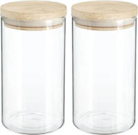 Secret de Gourmet 2x Stuks Voorraadbussen/voorraadpotten 1l Glas Met Houten Deksel - Voorraadpot