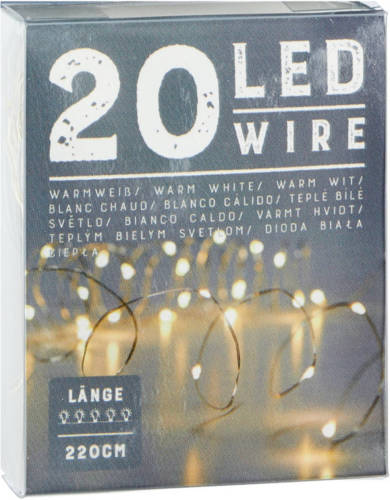 Cepewa Draadverlichting Lichtsnoer Met 20 Lampjes Warm Wit Op Batterij 220 Cm - Lichtsnoeren
