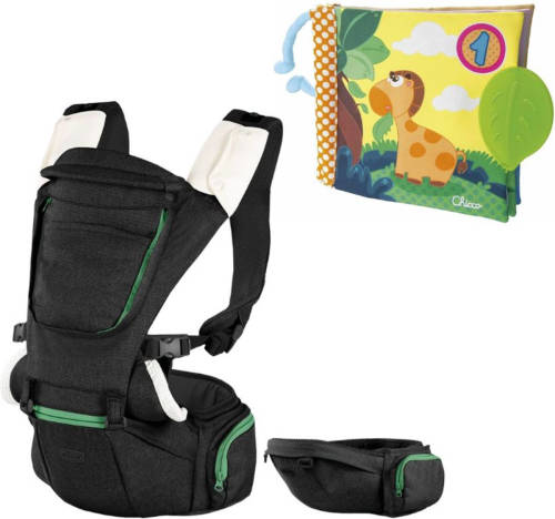 Chicco Bundel - Draagzak Hip Seat - Black & Babyboekje Junior 19 X 19 Cm Polyester Geel/groen