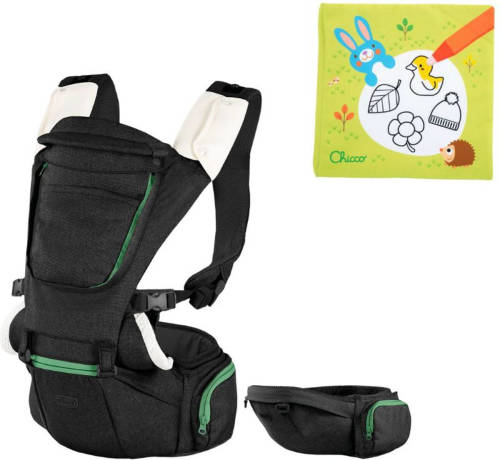 Chicco Bundel - Draagzak Hip Seat - Black & Babyboekje - Kleuren Met Water - Seizoenen