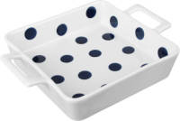 Millimi Keramische Ovenschaal - Saladeschaal - 23.5 X 17.5 Cm - Wit Met Zwarte Stippen