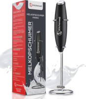Kitchenwell Elektrische Melkopschuimer - Inclusief Rvs Houder & Eierklopper - Zwart