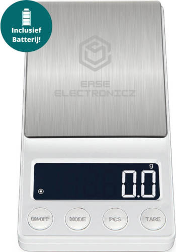 Ease Electronicz Digitale Mini Precisie Keukenweegschaal Wit - 0,01 Tot 200 Gram - 14.2 X 7.5 Cm - Weegschaal Keuken