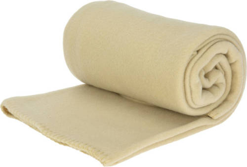 H&S Collection Polyester Fleece Deken/dekentje/plaid 125 X 150 Cm Flax Geel - Plaids