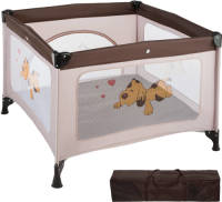Tectake - Speelbox Tommy Junior - Babybox - Reisbox Opklapbaar Tommy Reisbed - Bruin - 402207