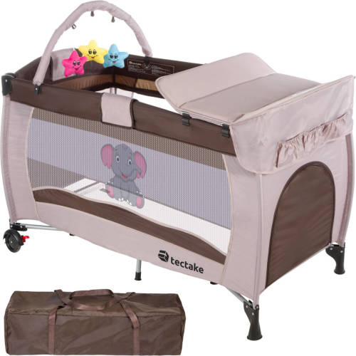 Tectake Reisbed Babybed Campingbed Reisbedje Dodo Bruin - 402203 - 132x75x104cm Incl. Draagtas