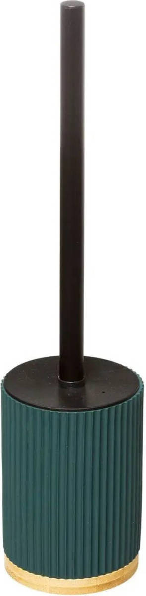 5five Wc-/toiletborstel Met Houder Rond Petrol Blauw Polyresin/steen 40 Cm - Toiletborstels