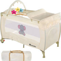 Tectake Reisbed Babybed Campingbed Reisbedje Dodo Beige - 402204 - 132x75x104cm Incl. Draagtas