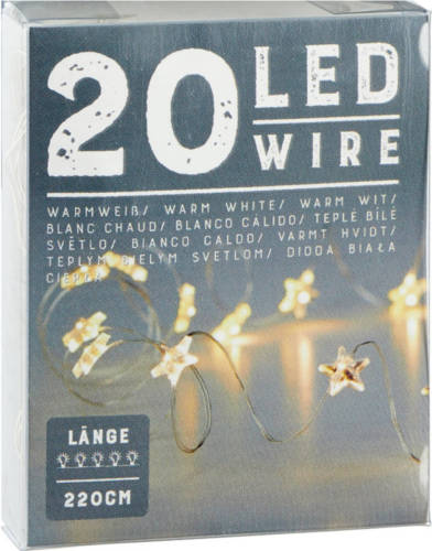 Cepewa Draadverlichting Lichtsnoer Met 20 Sterren Lampjes Warm Wit Op Batterij 220 Cm - Lichtsnoeren