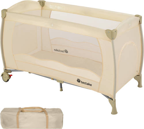 Tectake - Kinder Reisbed Babybed - Beige - 402418 - 126x65x80 Cm Met Draagtas