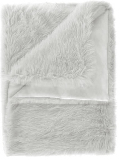 Heckett & Lane Fake Fur Plaid Perle - Silver Grey 140x200cm