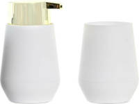 Items Zeeppompje/dispenser Incl. Tandenborstelhouder Kunststof Wit/goud 9 X 15 Cm - Zeeppompjes