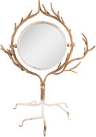 Clayre & Eef Spiegel 51x37x65 Cm Beige Goudkleurig Ijzer Glas Staande Spiegel Tafel Spiegel Beige Staande Spiegel Tafel