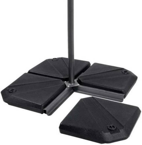 EDA Parasoltegels 49 X 49 X 8,5 Cm - 4-delige Set Vulbare Parasolvoettegels Voor Kruisvoet Tbv Zweefparasol / Parasol