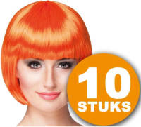 Made in Holland Oranje Pruik 10 Stuks Oranje Feestpruik ""Cabaret"" Feestartikelen Oranje Hoofddeksel Feestkleding Ek/wk Voetbal
