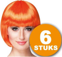 Made in Holland Oranje Pruik 6 Stuks Oranje Feestpruik ""Cabaret"" Feestartikelen Oranje Hoofddeksel Feestkleding Ek/wk Voetbal