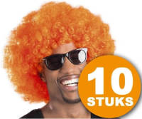 Made in Holland Oranje Pruik 10 Stuks Oranje Feestpruik ""Afro"" Feestartikelen Oranje Hoofddeksel Feestkleding Ek/wk Voetbal