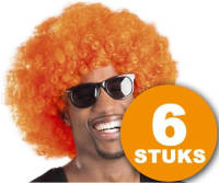 Made in Holland Oranje Pruik 6 Stuks Oranje Feestpruik ""Afro"" Feestartikelen Oranje Hoofddeksel Feestkleding Ek/wk Voetbal