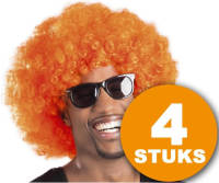 Made in Holland Oranje Pruik 4 Stuks Oranje Feestpruik ""Afro"" Feestartikelen Oranje Hoofddeksel Feestkleding Ek/wk Voetbal