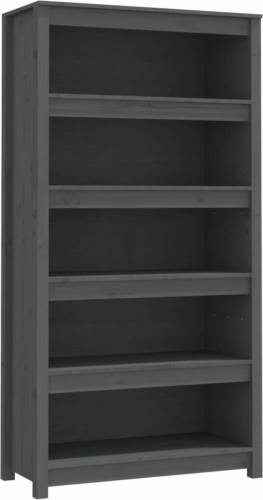 VidaXL Boekenkast 80x35x154 Cm Massief Grenenhout Grijs