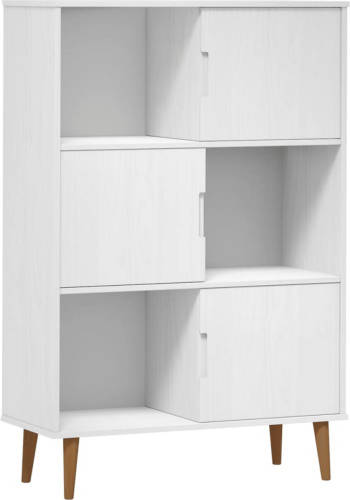 VidaXL Boekenkast Molde 90x35x133,5 Cm Massief Grenenhout Wit