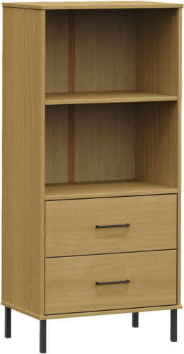 VidaXL Boekenkast Met 2 Lades Oslo 60x35x128,5 Cm Massief Hout Bruin